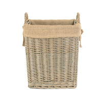 Red Hamper Small Rectangular Hessian Lined Wicker Log Basket
