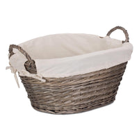 Red Hamper Small Wicker Laundry Wash Basket with White Lining