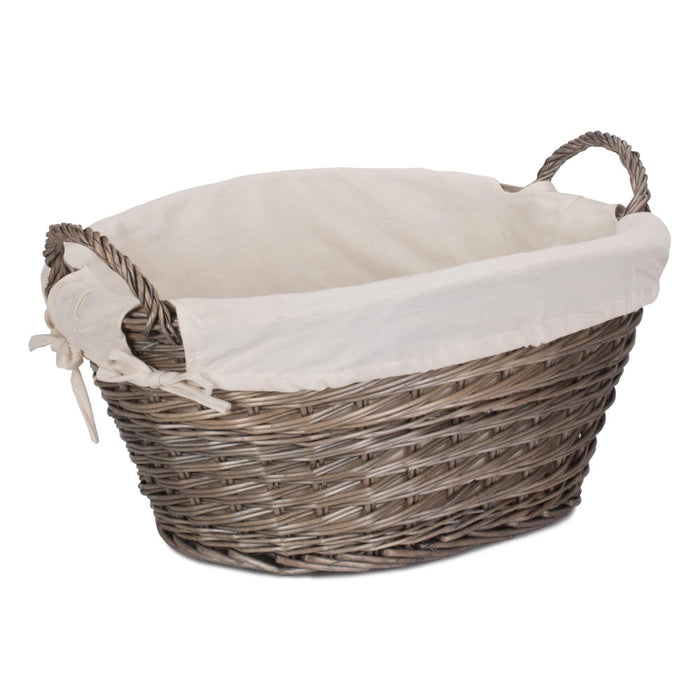 Red Hamper Small Wicker Laundry Wash Basket with White Lining
