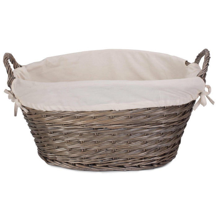 Red Hamper Small Wicker Laundry Wash Basket with White Lining