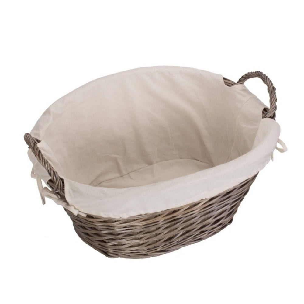 Red Hamper Small Wicker Laundry Wash Basket with White Lining