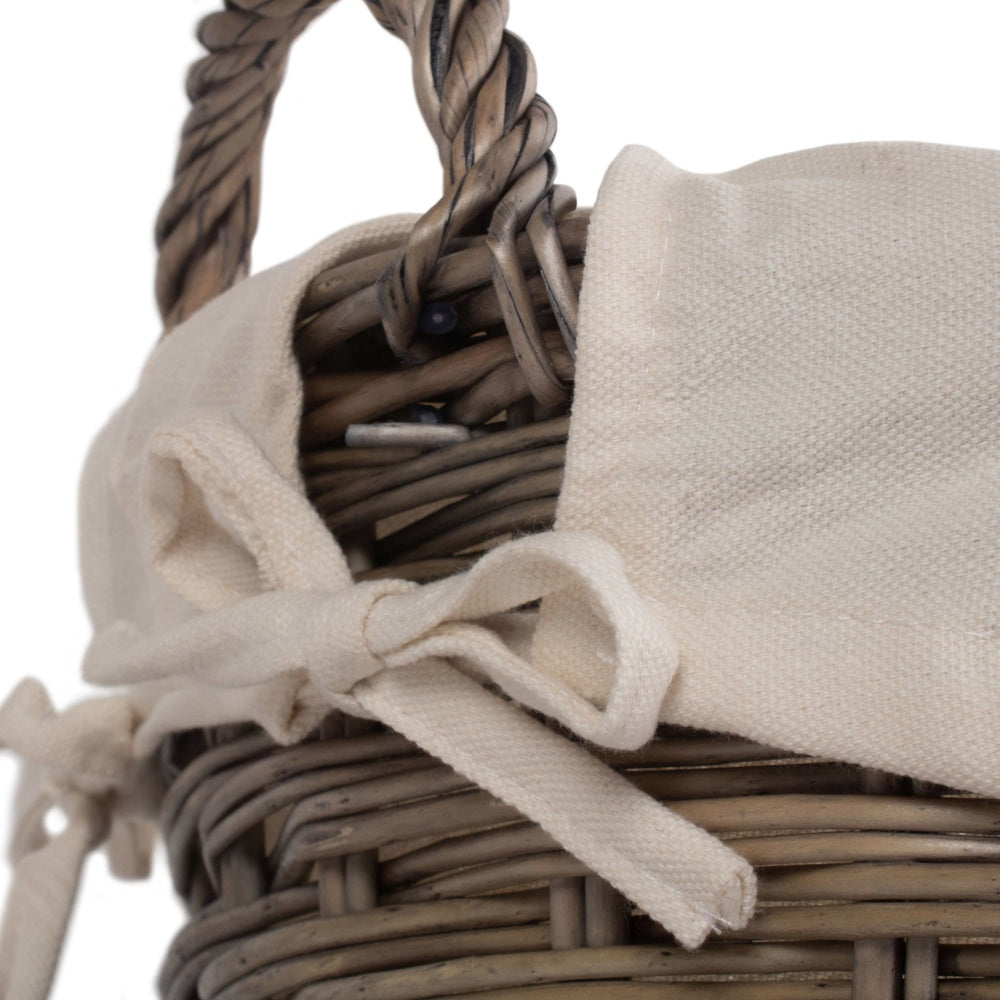 Red Hamper Small Wicker Laundry Wash Basket with White Lining