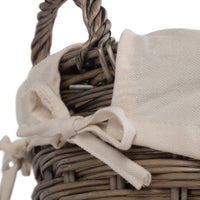 Red Hamper Small Wicker Laundry Wash Basket with White Lining