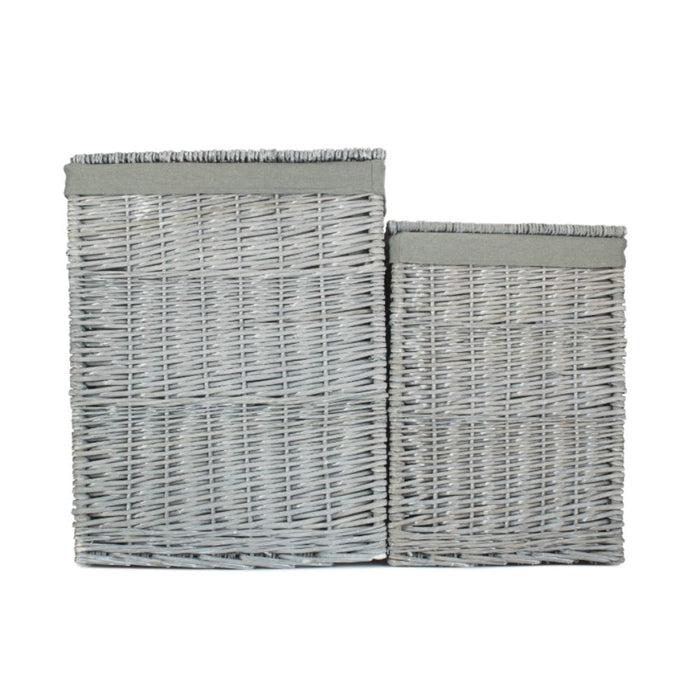 Red Hamper Grey Wash Square Laundry Basket with Grey Sage Lining
