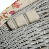 Red Hamper Grey Wash Square Laundry Basket with Garden Rose Lining
