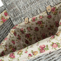 Red Hamper Grey Wash Square Laundry Basket with Garden Rose Lining
