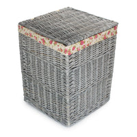 Red Hamper Grey Wash Square Laundry Basket with Garden Rose Lining