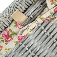 Red Hamper Grey Wash Square Laundry Basket with Garden Rose Lining