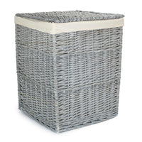 Red Hamper Grey Wash Square Laundry Basket with White Lining