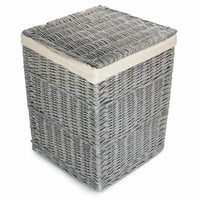 Red Hamper Grey Wash Square Laundry Basket with White Lining