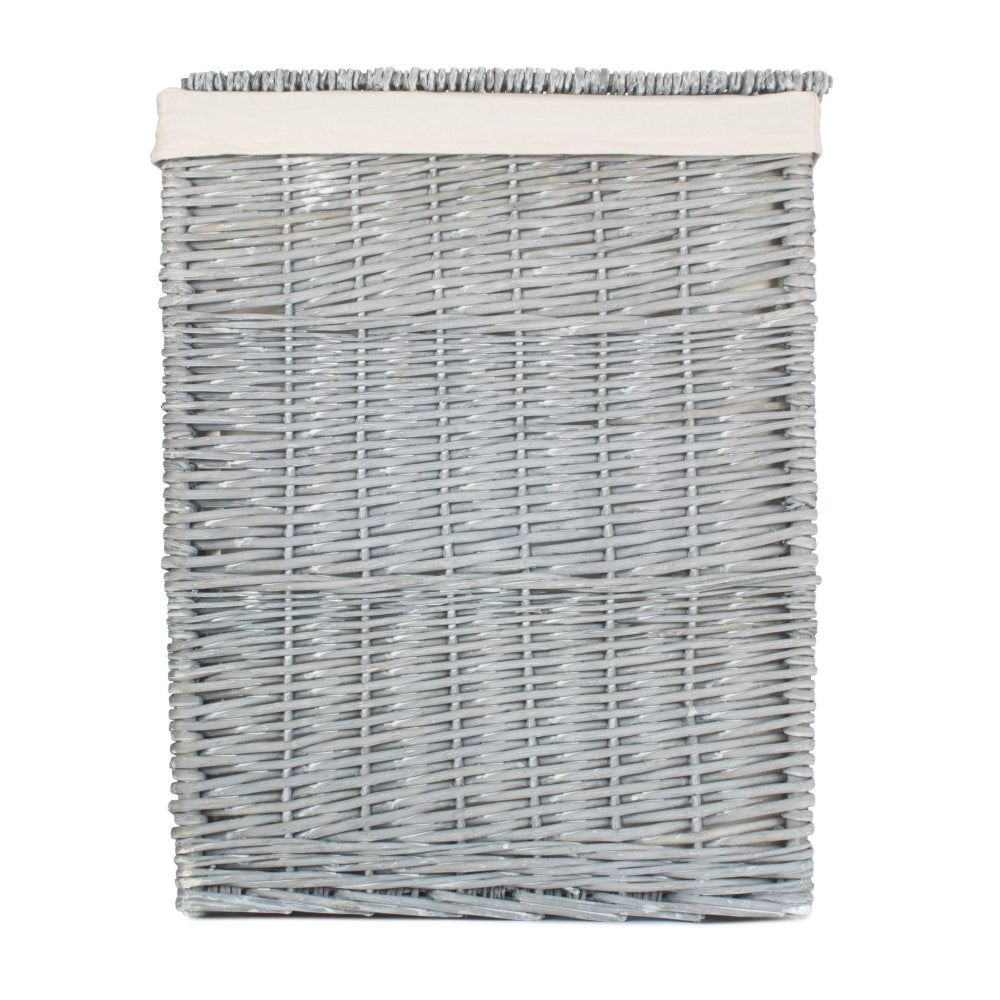 Red Hamper Grey Wash Square Laundry Basket with White Lining