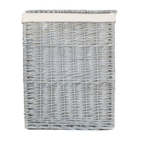 Red Hamper Grey Wash Square Laundry Basket with White Lining