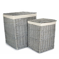 Red Hamper Grey Wash Square Laundry Basket with White Lining