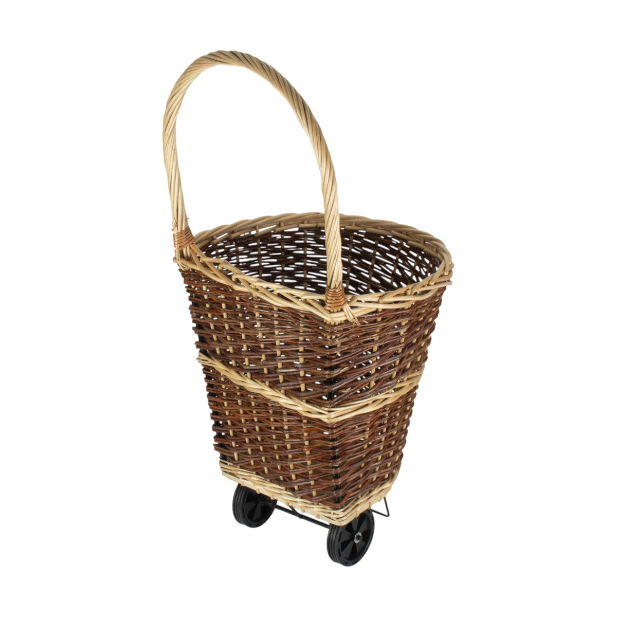 Red Hamper Wheeled Wicker Shopping Basket