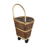 Red Hamper Wheeled Wicker Shopping Basket
