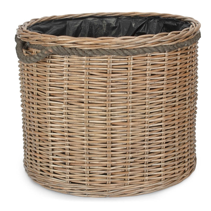 Red Hamper Round Willow Patio Planter With Black Plastic Lining