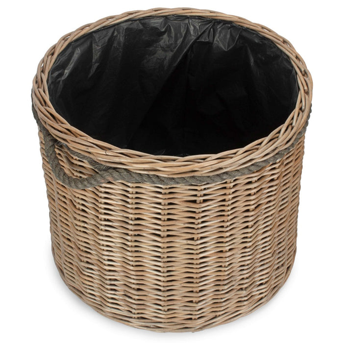 Red Hamper Round Willow Patio Planter With Black Plastic Lining