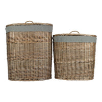 Red Hamper Antique Wash Grey Cotton Lined Oval Willow Laundry Basket