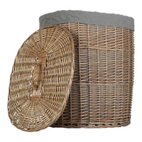 Red Hamper Antique Wash Grey Cotton Lined Oval Willow Laundry Basket