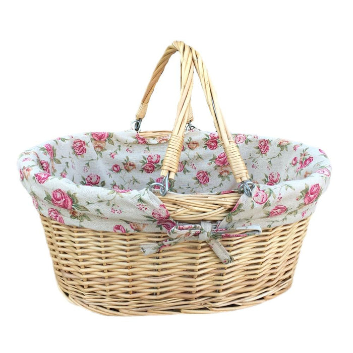 Red Hamper Medium Swing Handle Wicker Shopping Basket