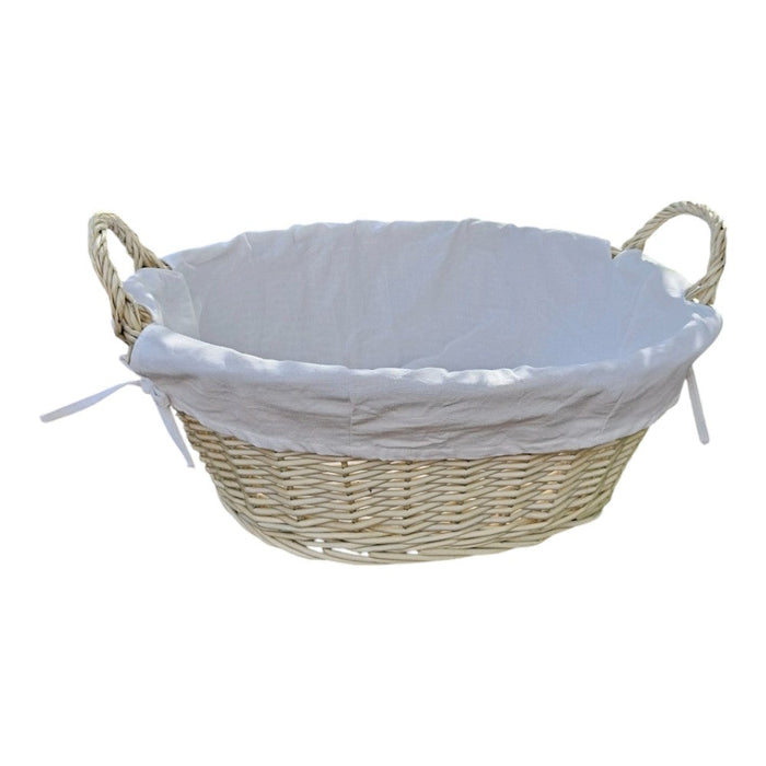 Red Hamper Mellow Buff Willow Cotton Lined Laundry Basket