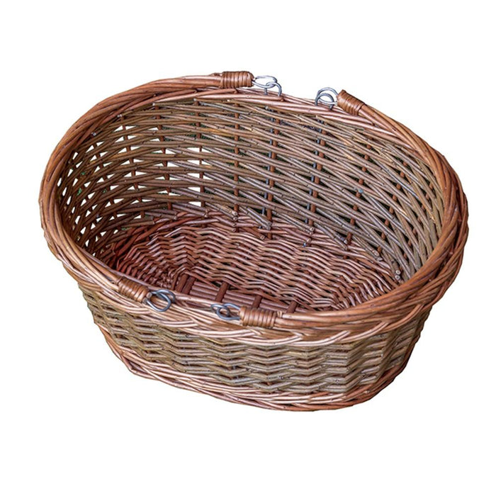 Red Hamper Oval Wicker Swing Handle Shopping Basket