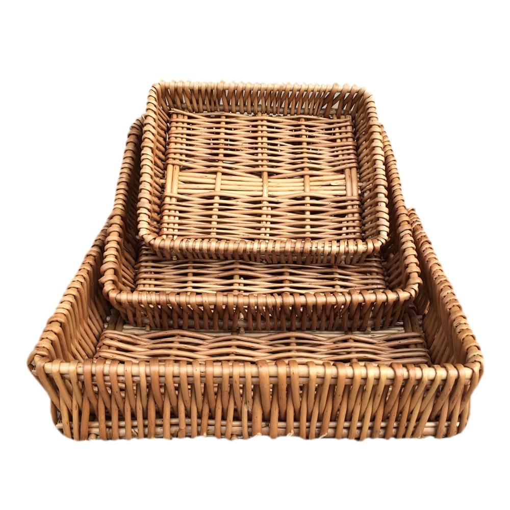 Red Hamper Shallow Wicker Tray
