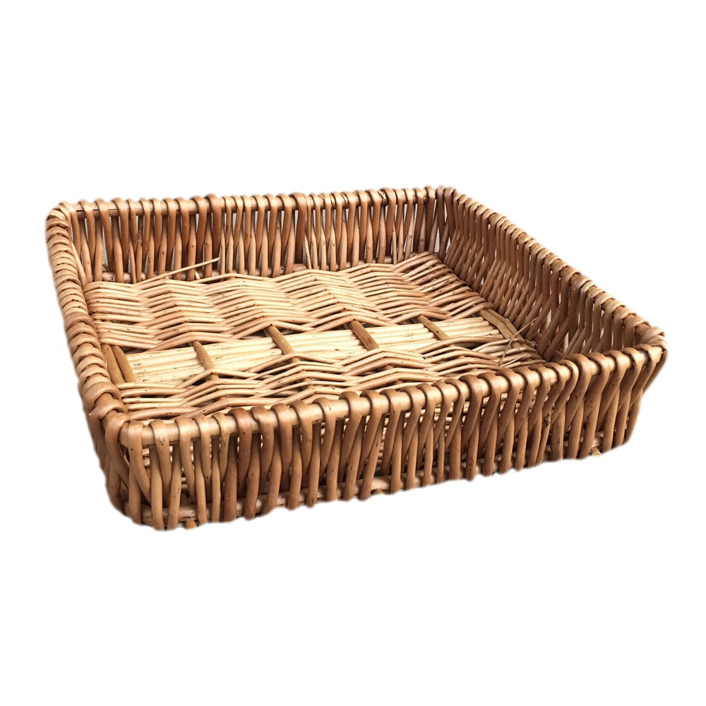 Red Hamper Shallow Wicker Tray