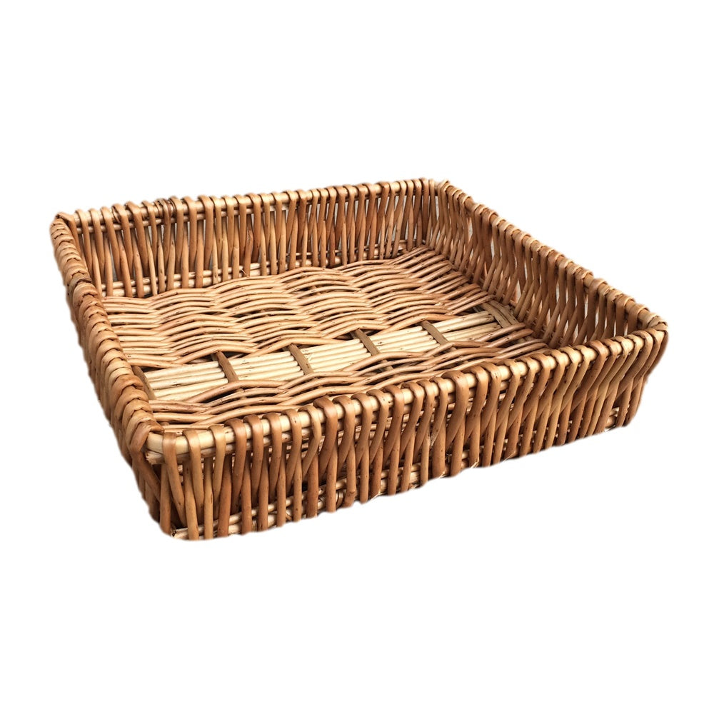Red Hamper Shallow Wicker Tray