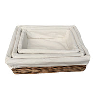 Red Hamper Lined Antique Wash Rectangular Straight Sided Wicker Tray