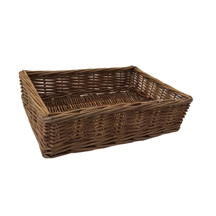 Red Hamper Medium Double Steamed Storage Wicker Tray
