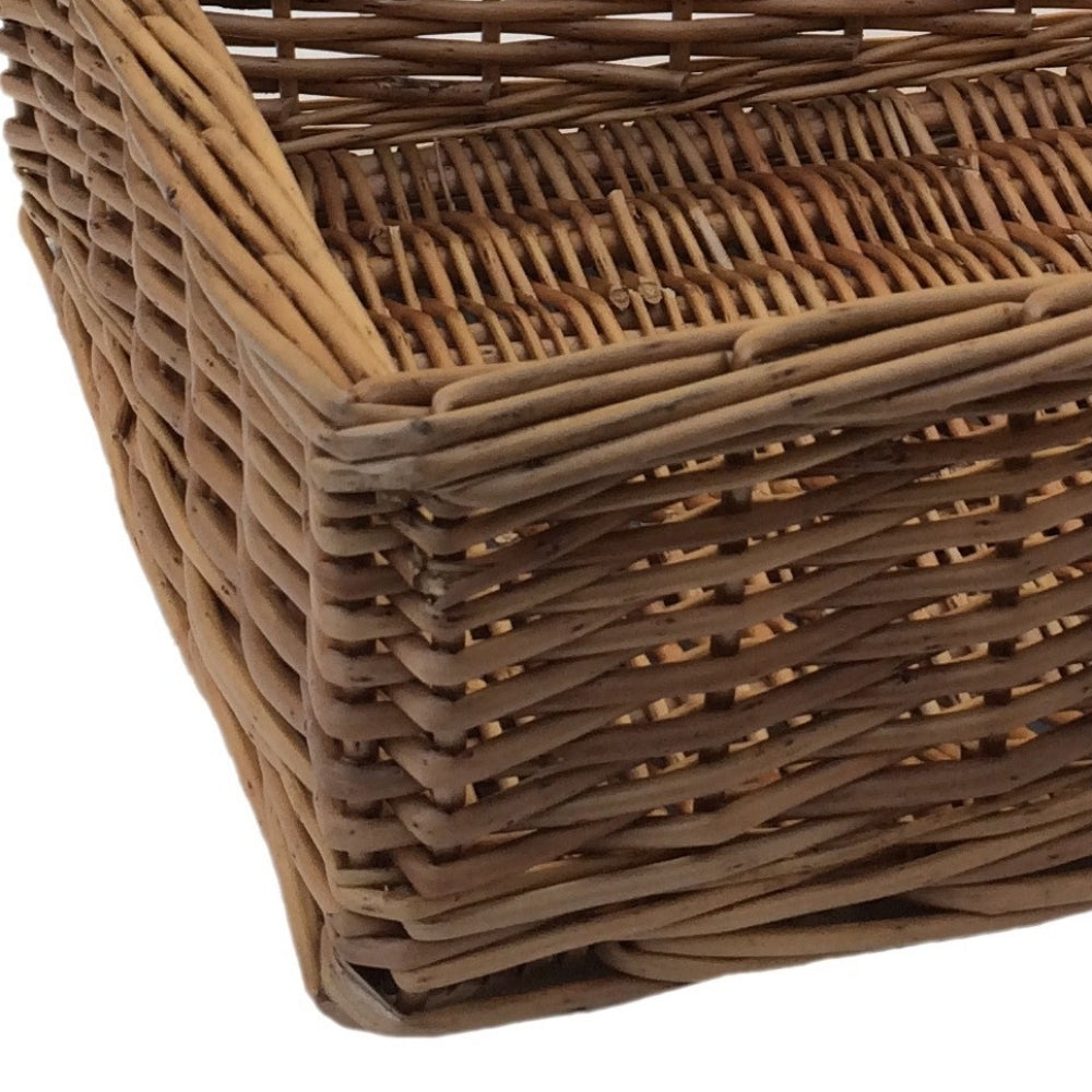 Red Hamper Medium Double Steamed Storage Wicker Tray