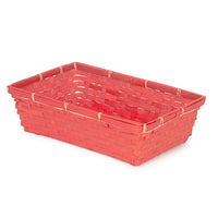 Red Painted Bamboo Serving Tray