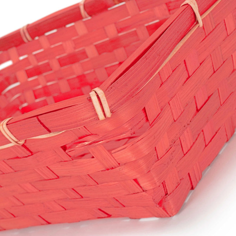 Red Painted Bamboo Serving Tray