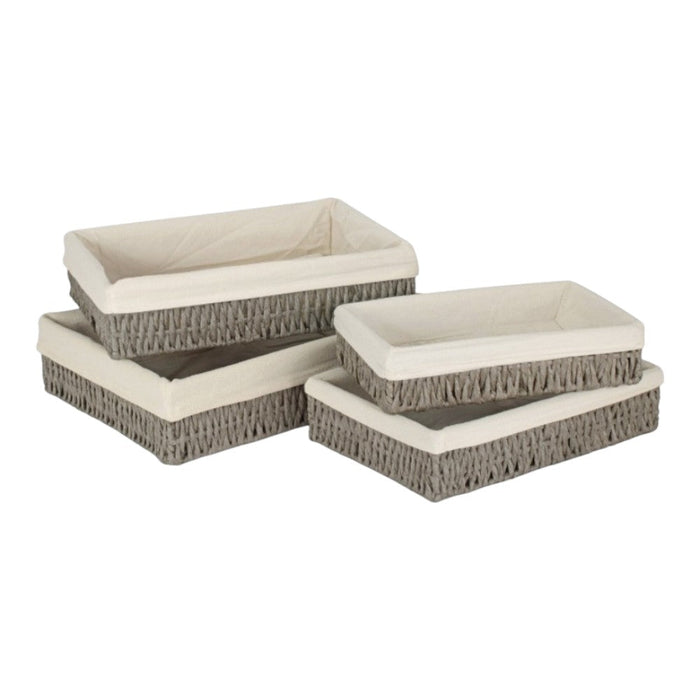 Red Hamper Rectangular Grey Straight-sided White Cotton Linen Paper Rope Trays