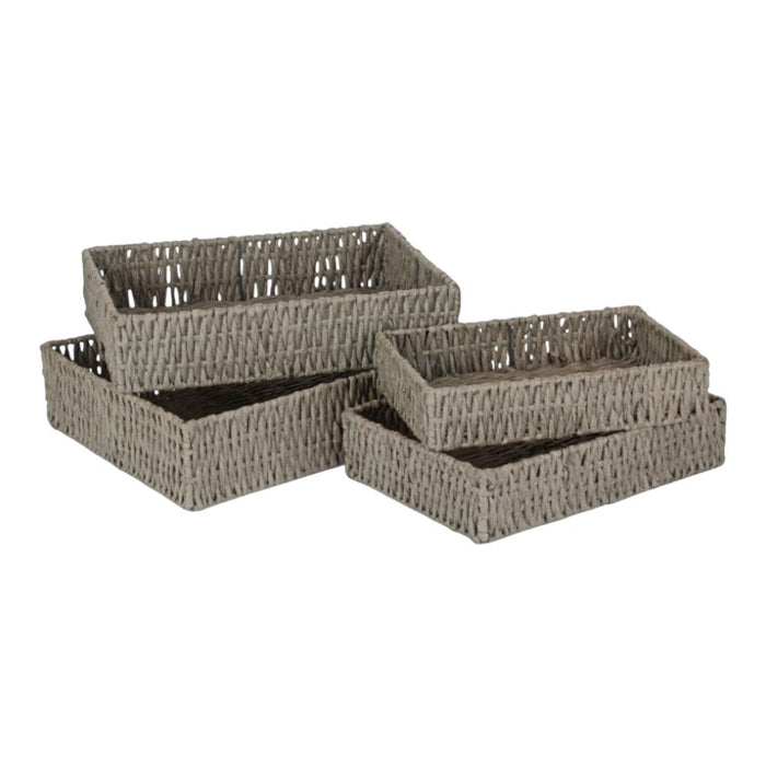 Red Hamper Rectangular Grey Straight-sided Paper Rope Trays