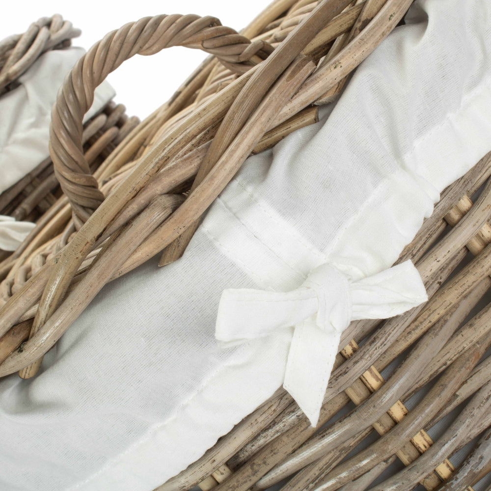 Red Hamper Round Rattan Laundry Hamper Basket with White Lining