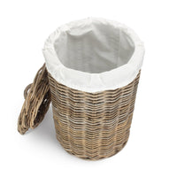 Red Hamper Round Rattan Laundry Hamper Basket with White Lining