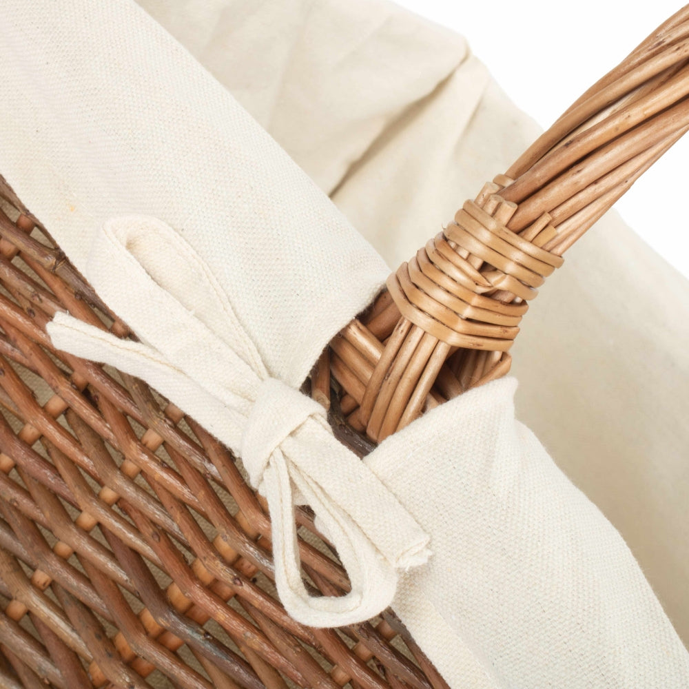 Red Hamper Rectangular Unpeeled Willow Shopping Basket With White Lining