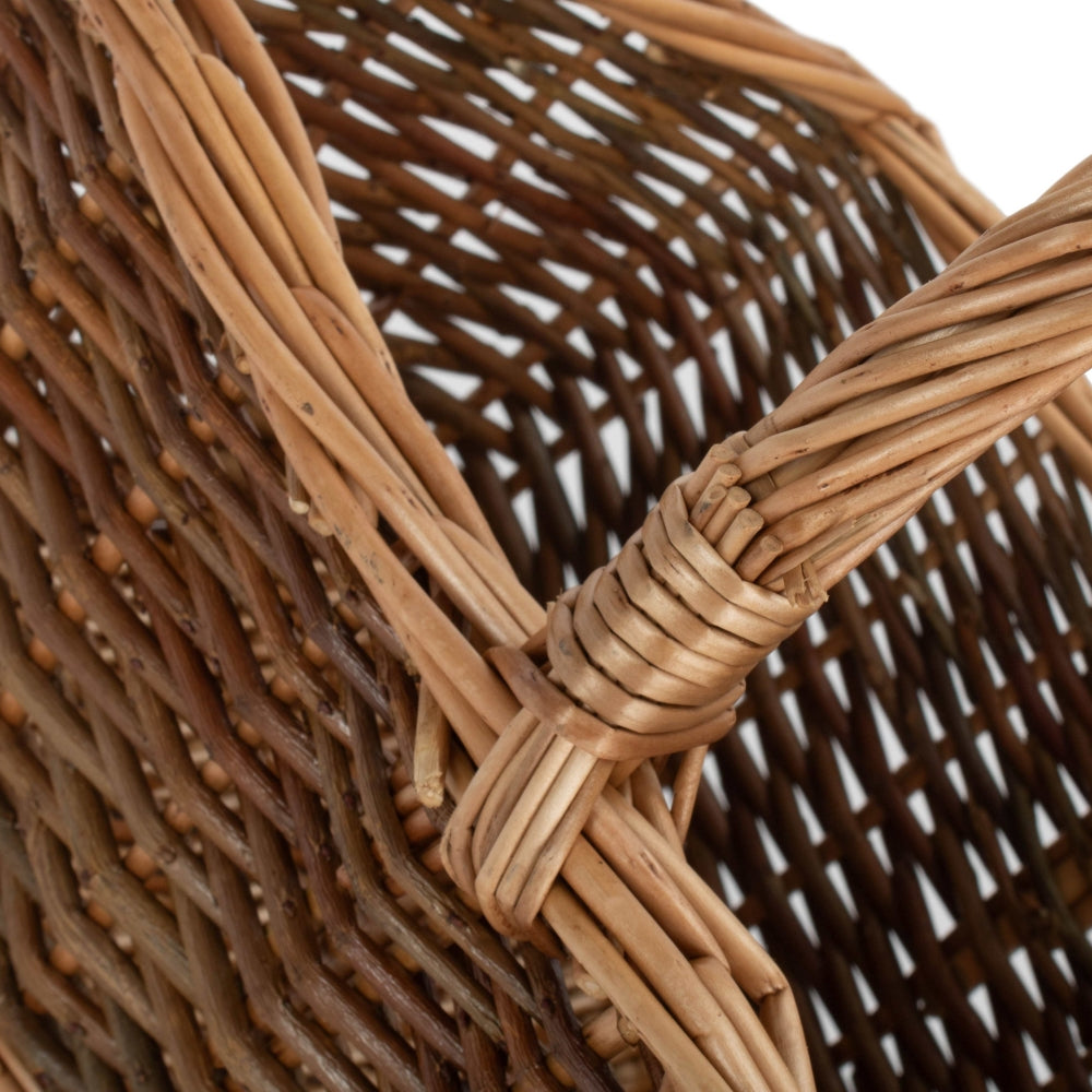 Red Hamper Rectangular Unpeeled Willow Shopping Basket