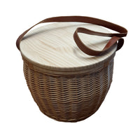 The Willow Basket Round Insulated Picnic Basket with Chopping Board Lid