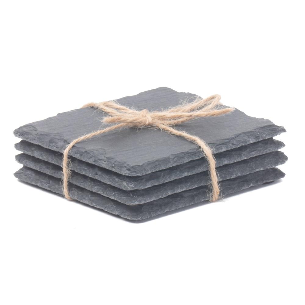 Red Hamper Drinks Square Slate Coaster Set 4
