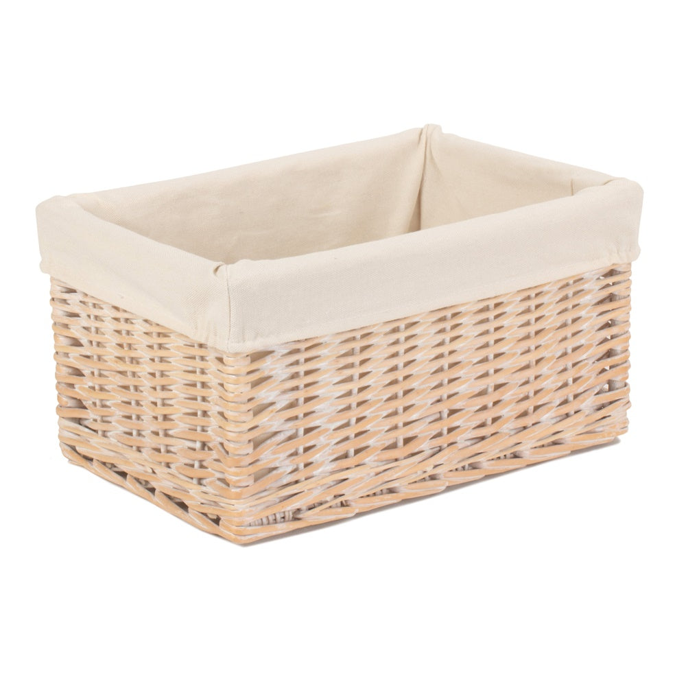 Red Hamper White Lined Storage Wicker Basket