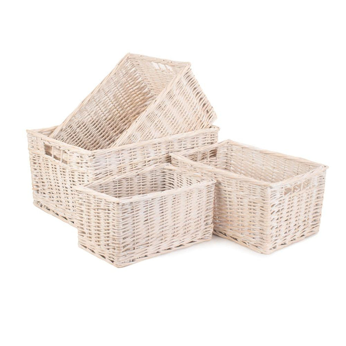 Red Hamper White Wash Storage Wicker Basket