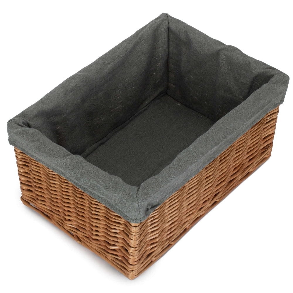 Red Hamper Double Steamed Grey Cotton Lined Willow Storage Baskets