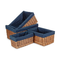 Red Hamper Double Steamed Navy Cotton Lined Willow Storage Basket