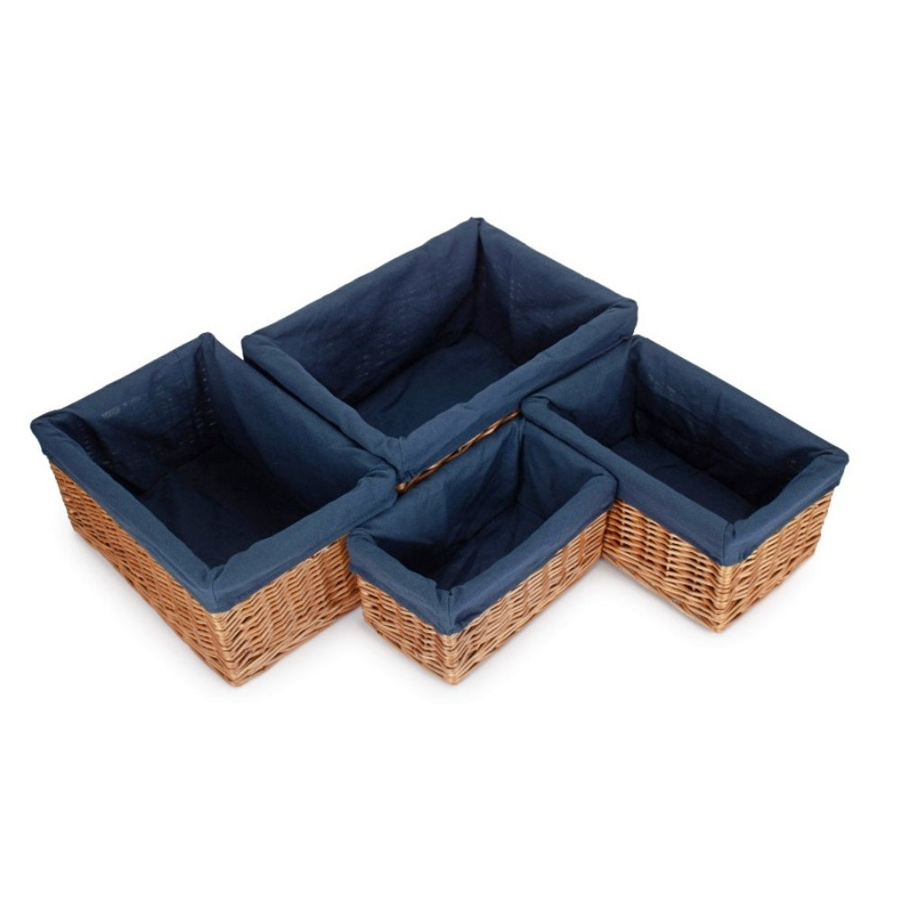 Red Hamper Double Steamed Navy Cotton Lined Willow Storage Basket