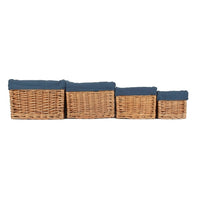 Red Hamper Double Steamed Navy Cotton Lined Willow Storage Basket