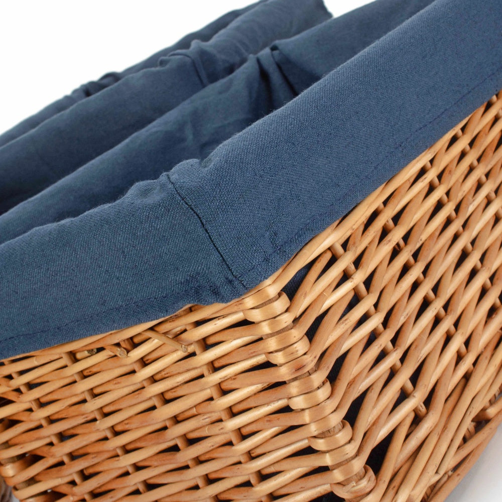 Red Hamper Double Steamed Navy Cotton Lined Willow Storage Basket
