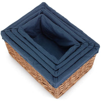 Red Hamper Double Steamed Navy Cotton Lined Willow Storage Basket